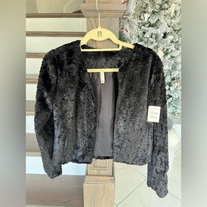 NWT FRENCHI BLACK FAUX FUR JACKET